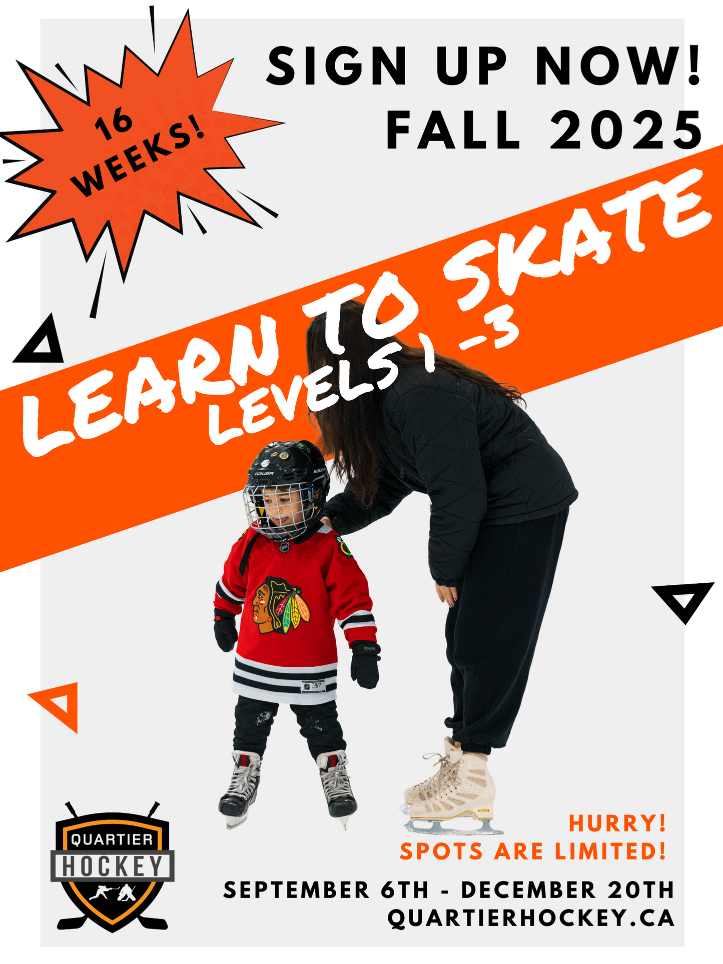 Fall 2025 Learn To Skate (Level 1,2,3) 16 Weeks