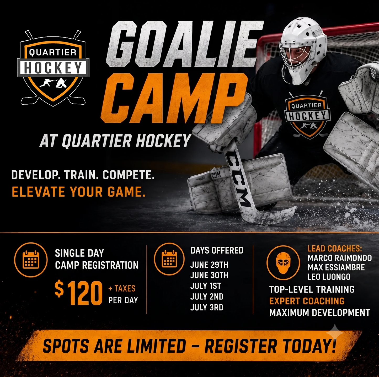 GOALIE CAMP WEEK OF JUNE 29th