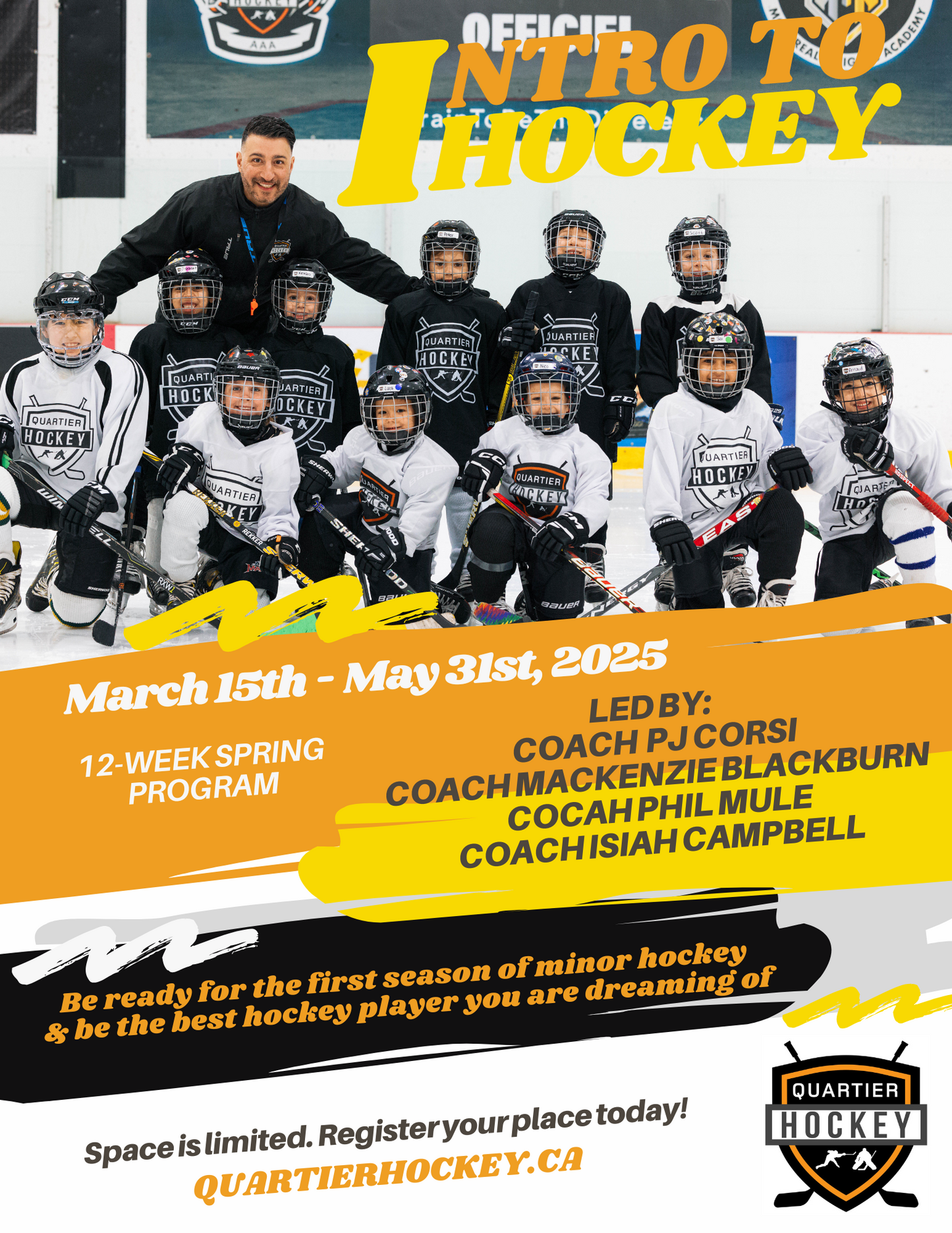 Spring 2025 INTRO TO HOCKEY 30/30 - Level 1 & 2 - 12 Session - (Weekly on Saturday's)