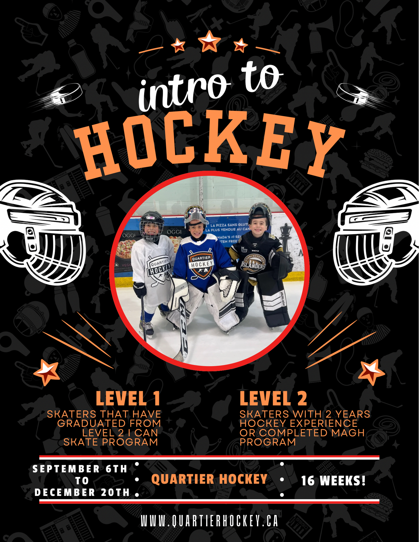 Fall 2025 INTRO TO HOCKEY (Level 1 & 2) - 16 weeks